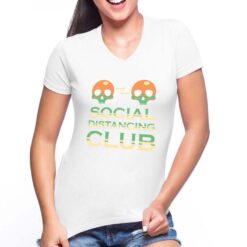 Social Distancing t-shirt scollo a v personalizzata donna digitalshirt bianca
