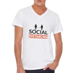 Social Distancing t-shirt scollo a v personalizzata uomo digitalshirt bianca
