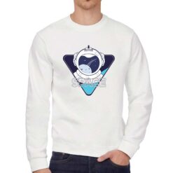 Space astronauta Logo felpa senza cappuccio personalizzata uomo digitalshirt bianca