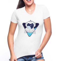 Space astronauta Logo t-shirt scollo a v personalizzata donna digitalshirt bianca