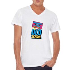 Tape old School t-shirt scollo a v personalizzata uomo digitalshirt bianca