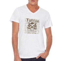 Tatoo t-shirt scollo a v personalizzata uomo digitalshirt bianca