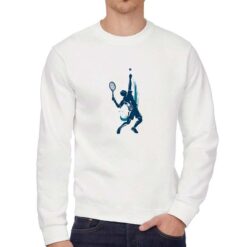 Tennista Battuta felpa senza cappuccio personalizzata uomo digitalshirt bianca