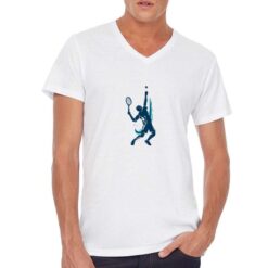 Tennista Battuta t-shirt scollo a v personalizzata uomo digitalshirt bianca