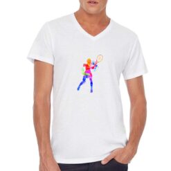 Tennista Donna  t-shirt scollo a v personalizzata uomo digitalshirt bianca