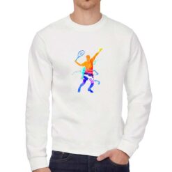 Tennista Uomo felpa senza cappuccio personalizzata uomo digitalshirt bianca