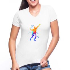 Tennista Uomo t-shirt scollo a v personalizzata donna digitalshirt bianca