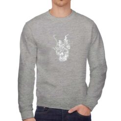 Teschio che Fuma felpa senza cappuccio personalizzata uomo digitalshirt grigia