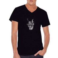 Teschio che Fuma t-shirt scollo a v personalizzata uomo digitalshirt nera