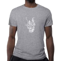 Teschio che Fuma t-shirt personalizzata uomo digitalshirt grigio melange