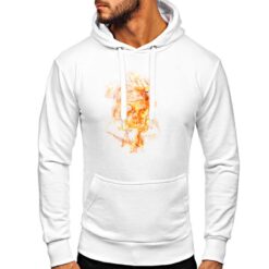 Teschio in Fiamme felpa con cappuccio personalizzata uomo digitalshirt bianca