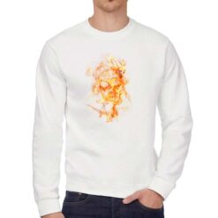 Teschio in Fiamme felpa senza cappuccio personalizzata uomo digitalshirt bianca