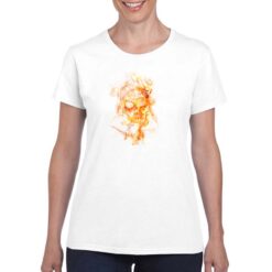 Teschio in Fiamme t-shirt personalizzata donna digitalshirt bianco