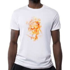 Teschio in Fiamme t-shirt personalizzata uomo digitalshirt bianca