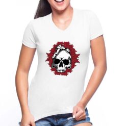 The Bandits t-shirt scollo a v personalizzata donna digitalshirt bianca