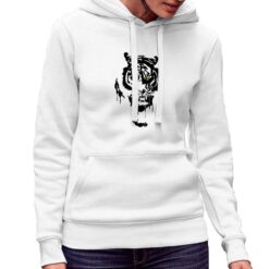 Tiger Bianco Nero felpa con cappuccio personalizzata donna digitalshirt bianca.jpg