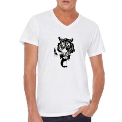 Tiger Bianco Nero t-shirt scollo a v personalizzata uomo digitalshirt bianca