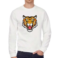 Tiger Face felpa senza cappuccio personalizzata uomo digitalshirt bianca
