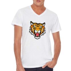 Tiger Face t-shirt scollo a v personalizzata uomo digitalshirt bianca