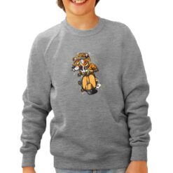 Tigre sulla Vespa felpa senza cappuccio personalizzata bambino digitalshirt grigia