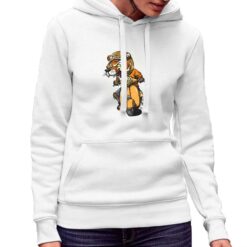 Tigre sulla Vespa felpa con cappuccio personalizzata donna digitalshirt bianca.jpg