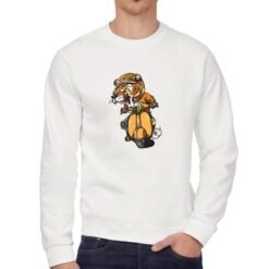 Tigre sulla Vespa felpa senza cappuccio personalizzata uomo digitalshirt bianca