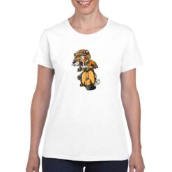 Tigre sulla Vespa t-shirt personalizzata donna digitalshirt bianco
