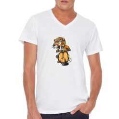 Tigre sulla Vespa t-shirt scollo a v personalizzata uomo digitalshirt bianca