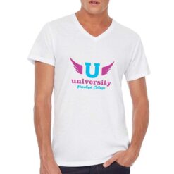 University t-shirt scollo a v personalizzata uomo digitalshirt bianca