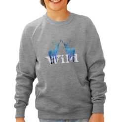 Wild Cervi felpa senza cappuccio personalizzata bambino digitalshirt grigia