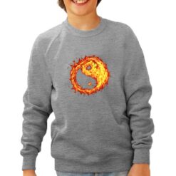 Yin e Yang felpa senza cappuccio personalizzata bambino digitalshirt grigia