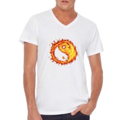 Yin e Yang t-shirt scollo a v personalizzata uomo digitalshirt bianca