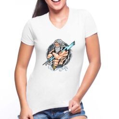 Zeus t-shirt scollo a v personalizzata donna digitalshirt bianca