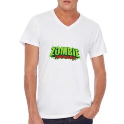 Zombie Invasion t-shirt scollo a v personalizzata uomo digitalshirt bianca