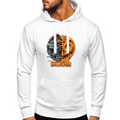 Zucca Halloween felpa con cappuccio personalizzata uomo digitalshirt bianca