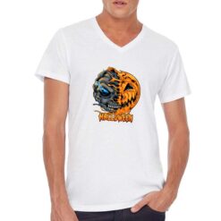 Zucca Halloween t-shirt scollo a v personalizzata uomo digitalshirt bianca