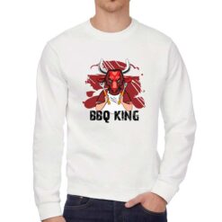 Bbq King felpa senza cappuccio personalizzata uomo digitalshirt bianca