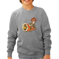 Cartoons felpa senza cappuccio personalizzata bambino digitalshirt grigia