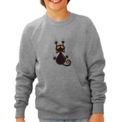Gatto Artiglio felpa senza cappuccio personalizzata bambino digitalshirt grigia