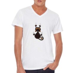 Gatto Artiglio t-shirt scollo a v personalizzata uomo digitalshirt bianca