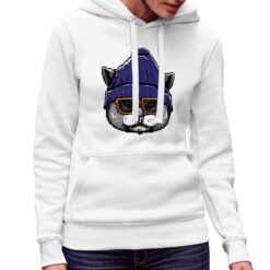 Gatto Incognito felpa con cappuccio personalizzata donna digitalshirt bianca.jpg