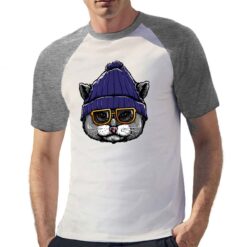 Gatto Incognito t-shirt bicolor personalizzata uomo digitalshirt grigia