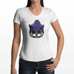 Gatto Incognito t-shirt scollo a v personalizzata donna digitalshirt bianca