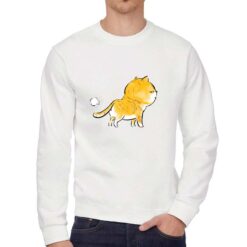Gatto Puf felpa senza cappuccio personalizzata uomo digitalshirt bianca