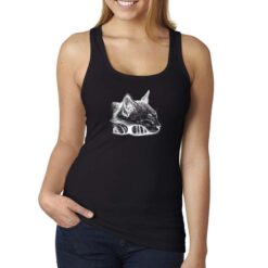 Gatto Puntini canottiera personalizzata donna digitalshirt nera