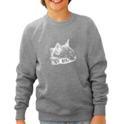 Gatto Puntini felpa senza cappuccio personalizzata bambino digitalshirt grigia