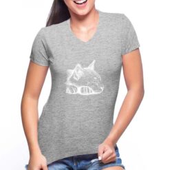 Gatto Puntini t-shirt scollo a v personalizzata donna digitalshirt melange