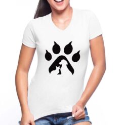 Gatto Zampa t-shirt scollo a v personalizzata donna digitalshirt bianca