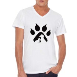Gatto Zampa t-shirt scollo a v personalizzata uomo digitalshirt bianca