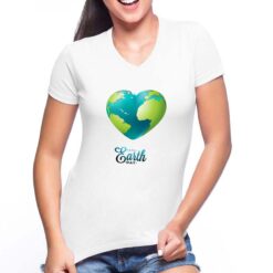 Happy Heart Day t-shirt scollo a v personalizzata donna digitalshirt bianca